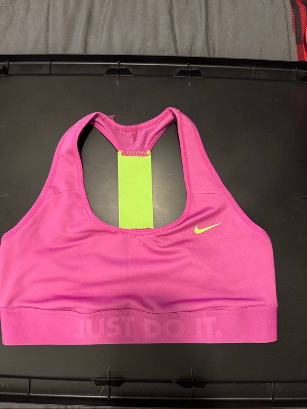 Nike Hot Pink Sports Bra with Neon Green Back Detail